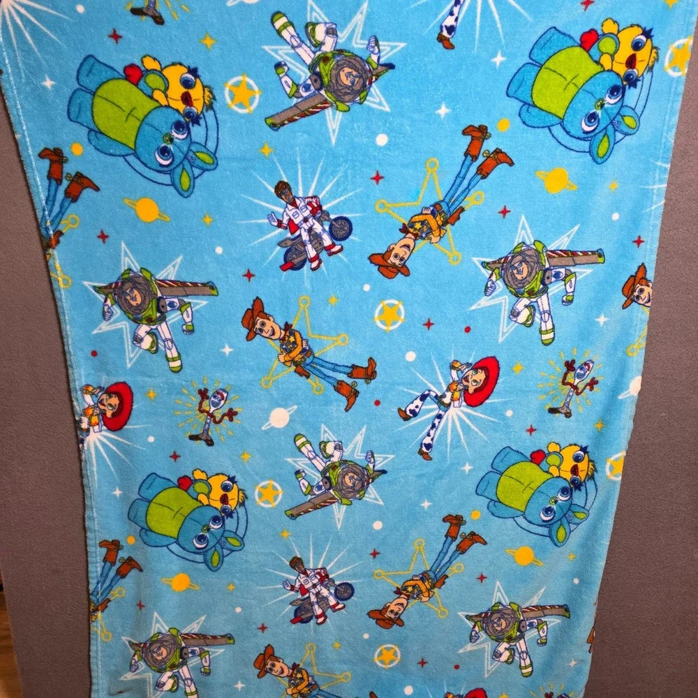 Disney Pixar Toy Story 4 Fleece Throw Blanket Blue 36x48 Woody Buzz Ducky Bunny
